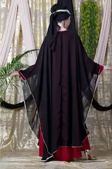 Maroon Nazneen Embroidered Butterfly Upper With Inner Abaya Cum Kaftan