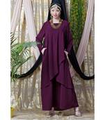 Purple Nazneen Overlapped Panel Casual Abaya