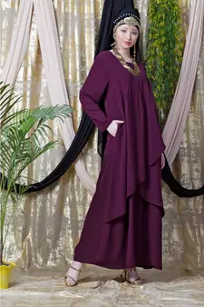 Purple Nazneen Overlapped Panel Casual Abaya
