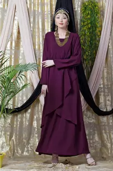 Purple Nazneen Overlapped Panel Casual Abaya