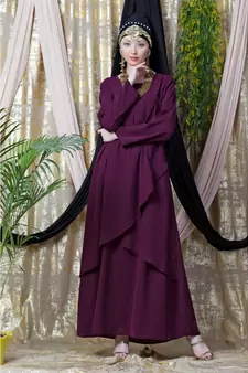 Purple Nazneen Overlapped Panel Casual Abaya