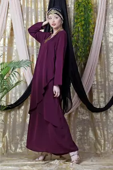 Purple Nazneen Overlapped Panel Casual Abaya