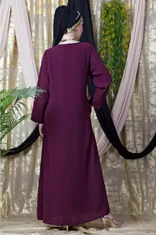 Purple Nazneen Overlapped Panel Casual Abaya