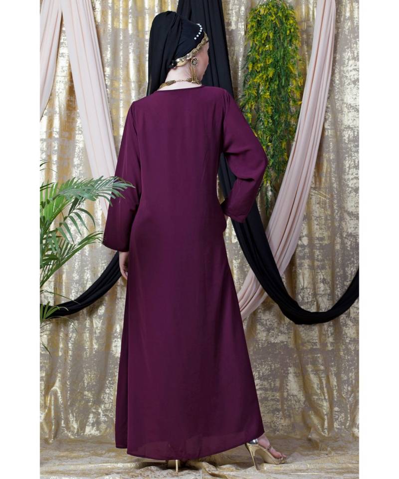 Purple Nazneen Overlapped Panel Casual Abaya