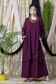Purple Nazneen Overlapped Panel Casual Abaya