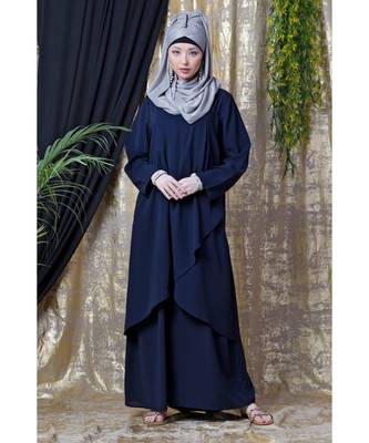 Blue Nazneen Overlapped Panel Casual Abaya 1