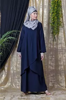 Blue Nazneen Overlapped Panel Casual Abaya