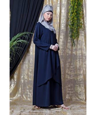 Blue Nazneen Overlapped Panel Casual Abaya 3
