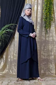 Blue Nazneen Overlapped Panel Casual Abaya