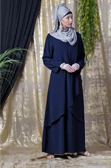 Blue Nazneen Overlapped Panel Casual Abaya