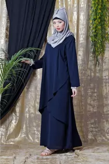 Blue Nazneen Overlapped Panel Casual Abaya