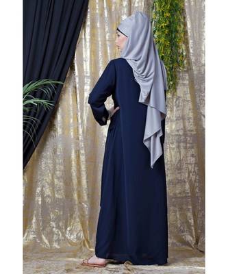 Blue Nazneen Overlapped Panel Casual Abaya 7