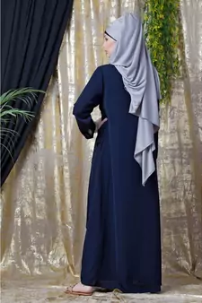 Blue Nazneen Overlapped Panel Casual Abaya