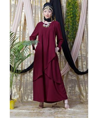 Maroon Nazneen Overlapped Panel Casual Abaya 1