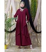 Maroon Nazneen Overlapped Panel Casual Abaya