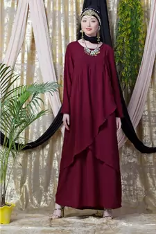 Maroon Nazneen Overlapped Panel Casual Abaya