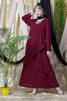 Maroon Nazneen Overlapped Panel Casual Abaya