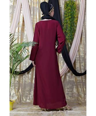 Maroon Nazneen Overlapped Panel Casual Abaya 7