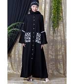 Black Nazneen Embroidered Pocket, Bell Sleeve Casual Abaya
