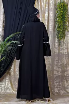 Black Nazneen Embroidered Pocket, Bell Sleeve Casual Abaya