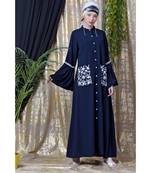 Blue Nazneen Embroidered Pocket, Bell Sleeve Casual Abaya