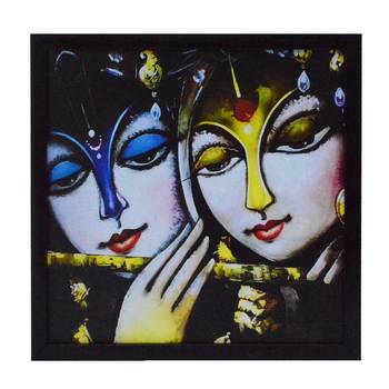Radha Krishna playing Flute Satin Matt Texture UV Art Painting 1