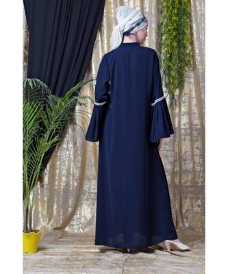 Blue Nazneen Embroidered Pocket, Bell Sleeve Casual Abaya 6