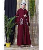Maroon Nazneen Embroidered Pocket, Bell Sleeve Casual Abaya