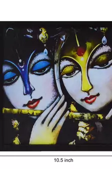 Radha Krishna playing Flute Satin Matt Texture UV Art Painting