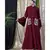 Maroon Nazneen Embroidered Pocket, Bell Sleeve Casual Abaya