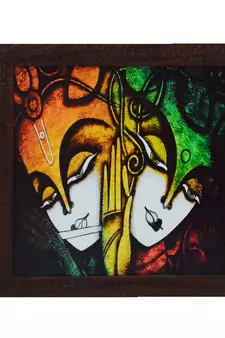 Radha Krishna Design Satin Matt Texture UV Art Painting