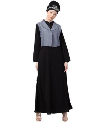 Black Nazneen Extra Contrast Jacket Executive Abaya 1