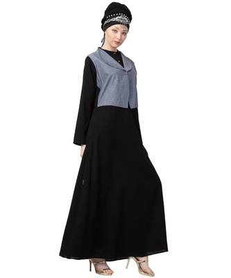 Black Nazneen Extra Contrast Jacket Executive Abaya 2