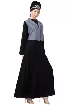 Black Nazneen Extra Contrast Jacket Executive Abaya