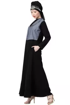 Black Nazneen Extra Contrast Jacket Executive Abaya