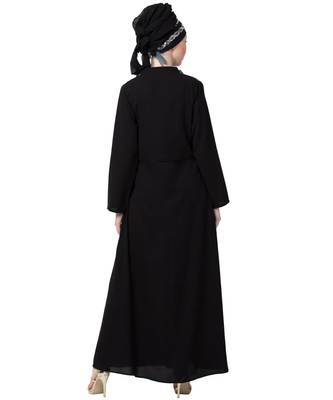 Black Nazneen Extra Contrast Jacket Executive Abaya 4