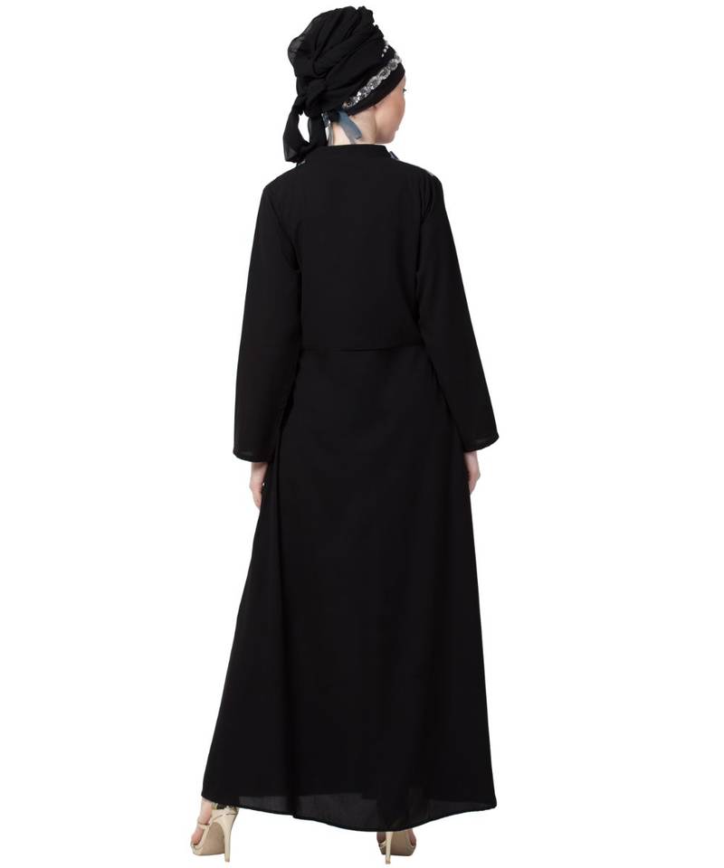 Black Nazneen Extra Contrast Jacket Executive Abaya