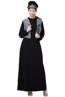 Black Nazneen Extra Contrast Jacket Executive Abaya
