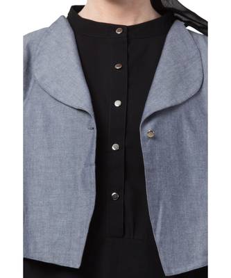 Black Nazneen Extra Contrast Jacket Executive Abaya 6