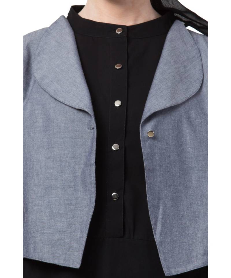 Black Nazneen Extra Contrast Jacket Executive Abaya