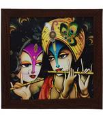 Radha Krishna playing Flute Satin Matt Texture UV Art Painting