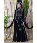 Black Nazneen Hand Embroidered Party Abaya