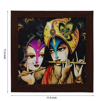 Radha Krishna playing Flute Satin Matt Texture UV Art Painting 2