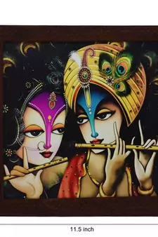 Radha Krishna playing Flute Satin Matt Texture UV Art Painting
