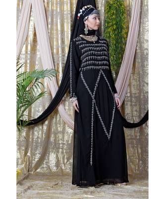 Black Nazneen Hand Embroidered Party Abaya 5