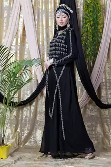Black Nazneen Hand Embroidered Party Abaya