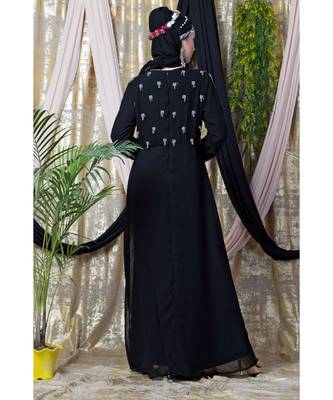 Black Nazneen Hand Embroidered Party Abaya 7