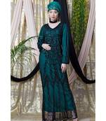 Green Nazneen Full Hand Embellished Party Abaya