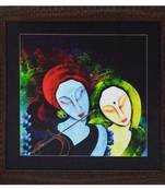 Radha Krishna playing Flute Satin Matt Texture UV Art Painting