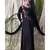 Black Nazneen Applique Flowers Hand Work Party Nida Abaya
